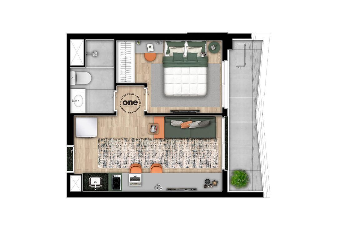 Apartamento à venda com 33m², 1 quarto sem vaga - 26