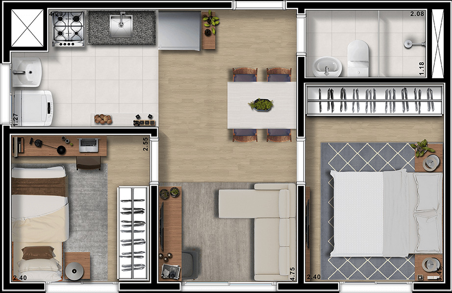 Apartamento à venda com 38m², 2 quartos com vaga - 17