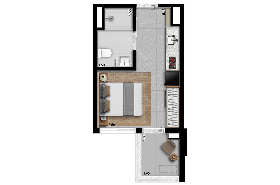 Studio à venda com 24m², 0 quartos sem vaga - 23