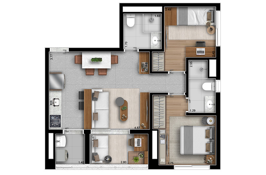 Apartamento à venda com 58m², 2 quartos com vaga - 23