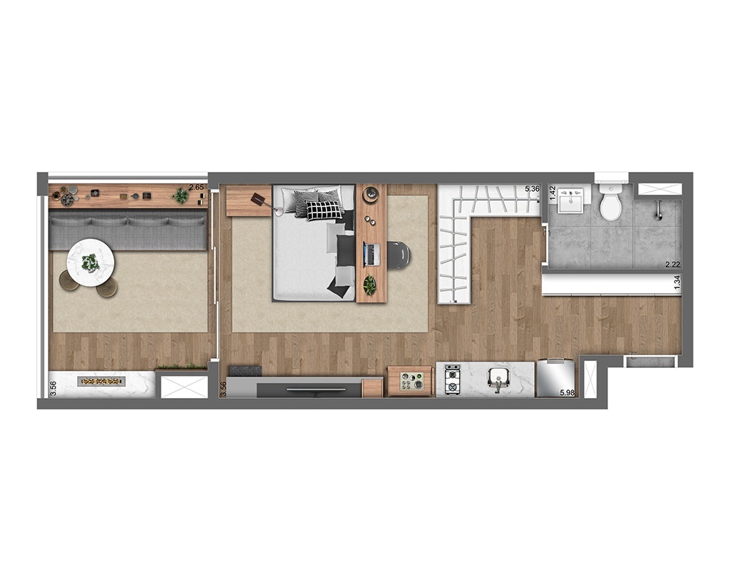 Studio à venda com 40m², 1 quarto sem vaga - 17