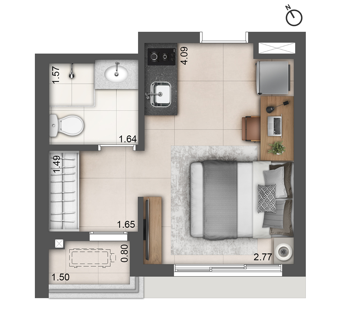 Studio à venda com 21m², 0 quartos sem vaga - 13