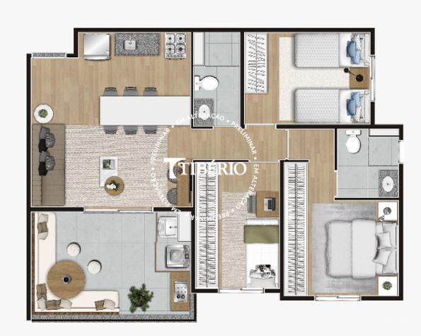 Apartamento à venda com 69m², 3 quartos com vaga - 19