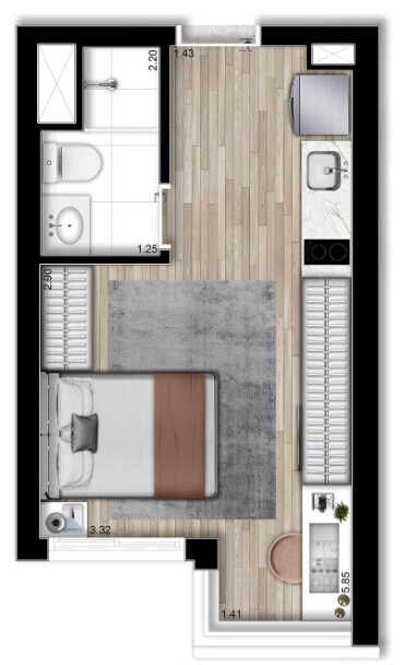 Studio à venda com 21m², 0 quartos sem vaga - 20