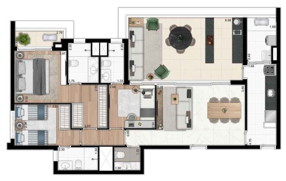 Apartamento à venda com 120m², 3 quartos com vaga - 21