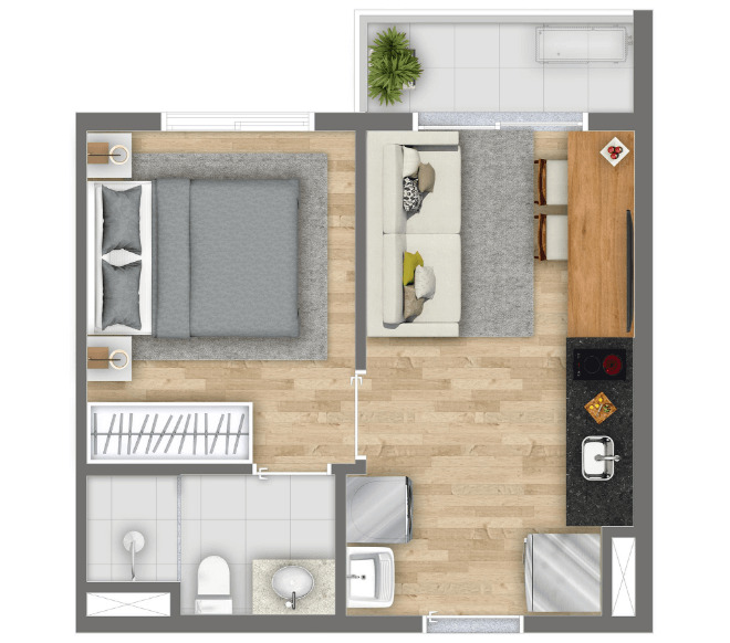 Apartamento à venda com 26m², 1 quarto sem vaga - 24