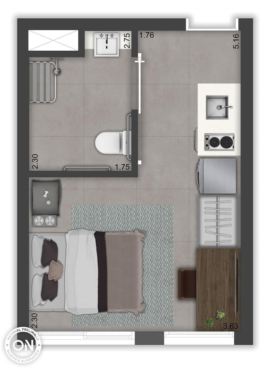 Studio à venda com 33m², 0 quartos sem vaga - 14