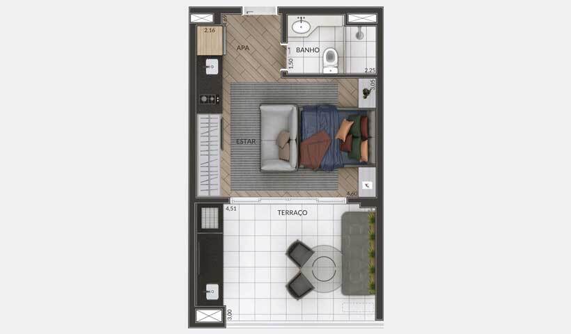 Studio à venda com 39m², 0 quartos com vaga - 24