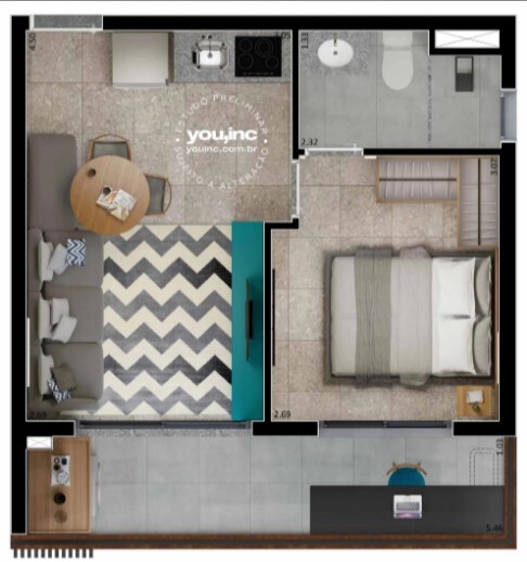 Apartamento à venda com 30m², 1 quarto sem vaga - 20