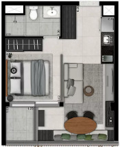 Apartamento à venda com 34m², 1 quarto com vaga - 18