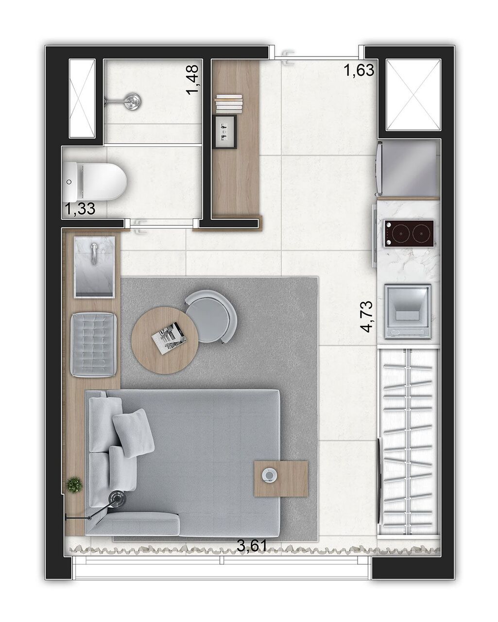 Studio à venda com 26m², 0 quartos sem vaga - 21