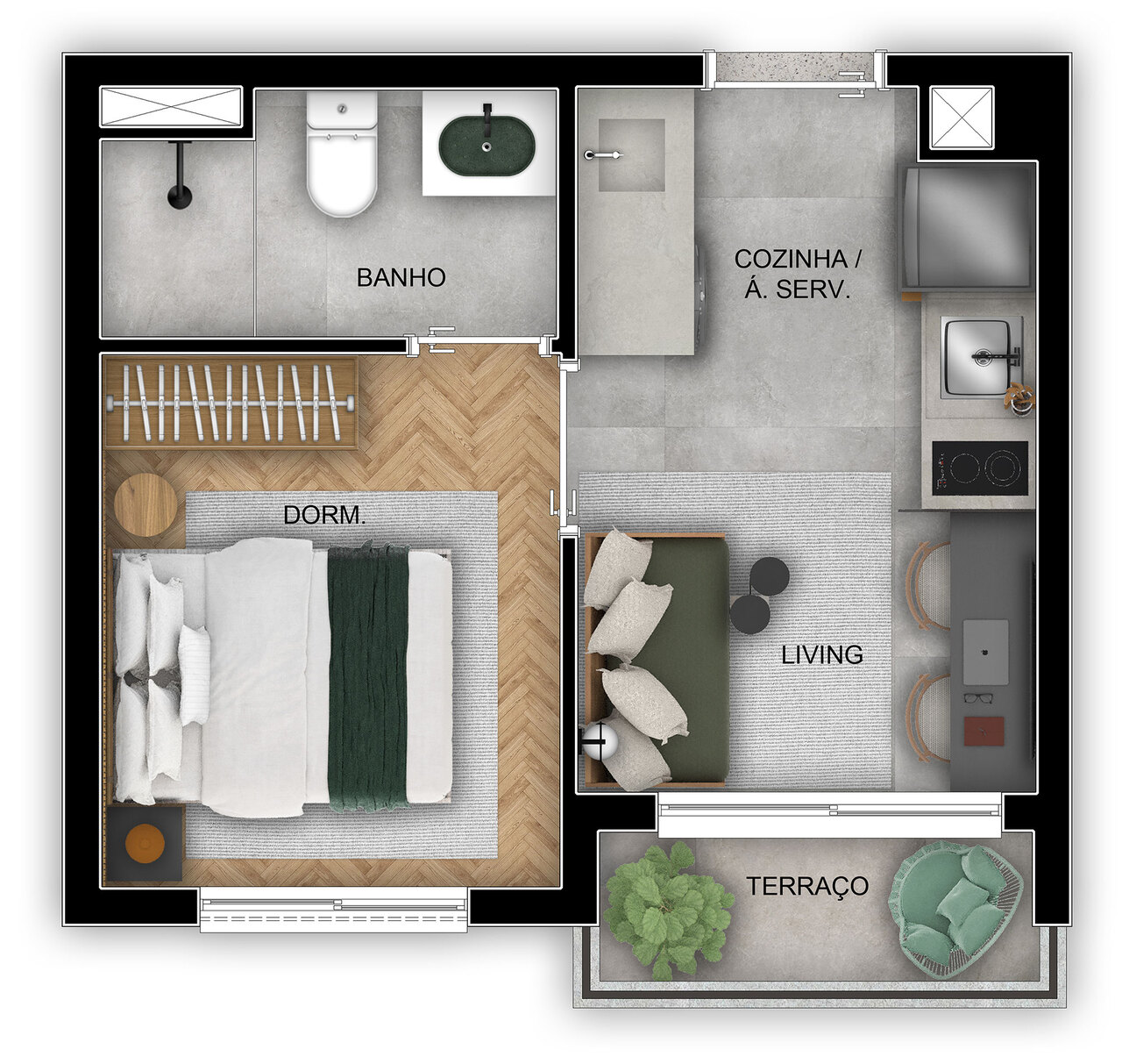 Studio à venda com 24m², 1 quarto sem vaga - 24