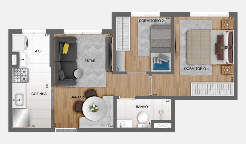 Apartamento à venda com 38m², 2 quartos sem vaga - 31