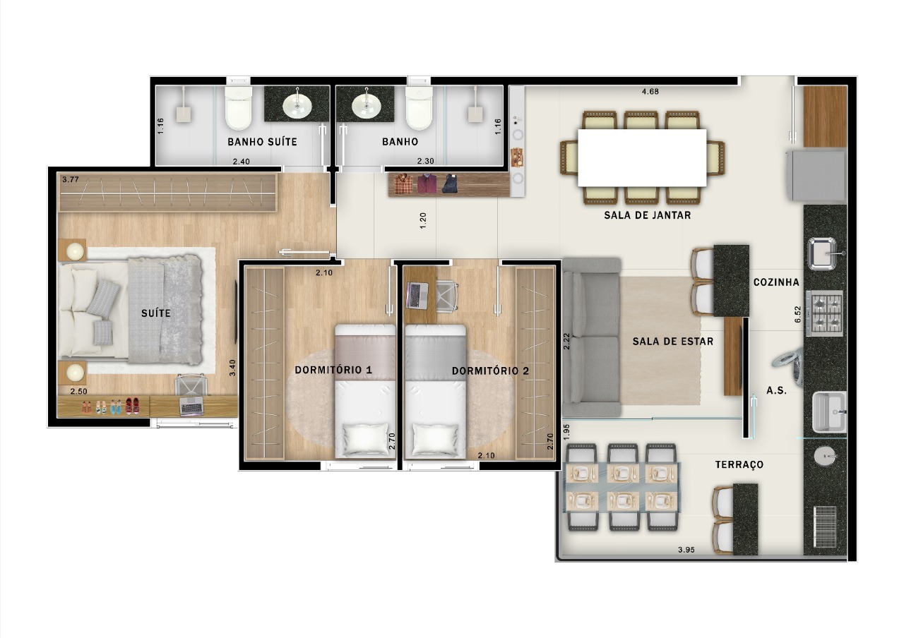 Apartamento à venda com 64m², 3 quartos com vaga - 14