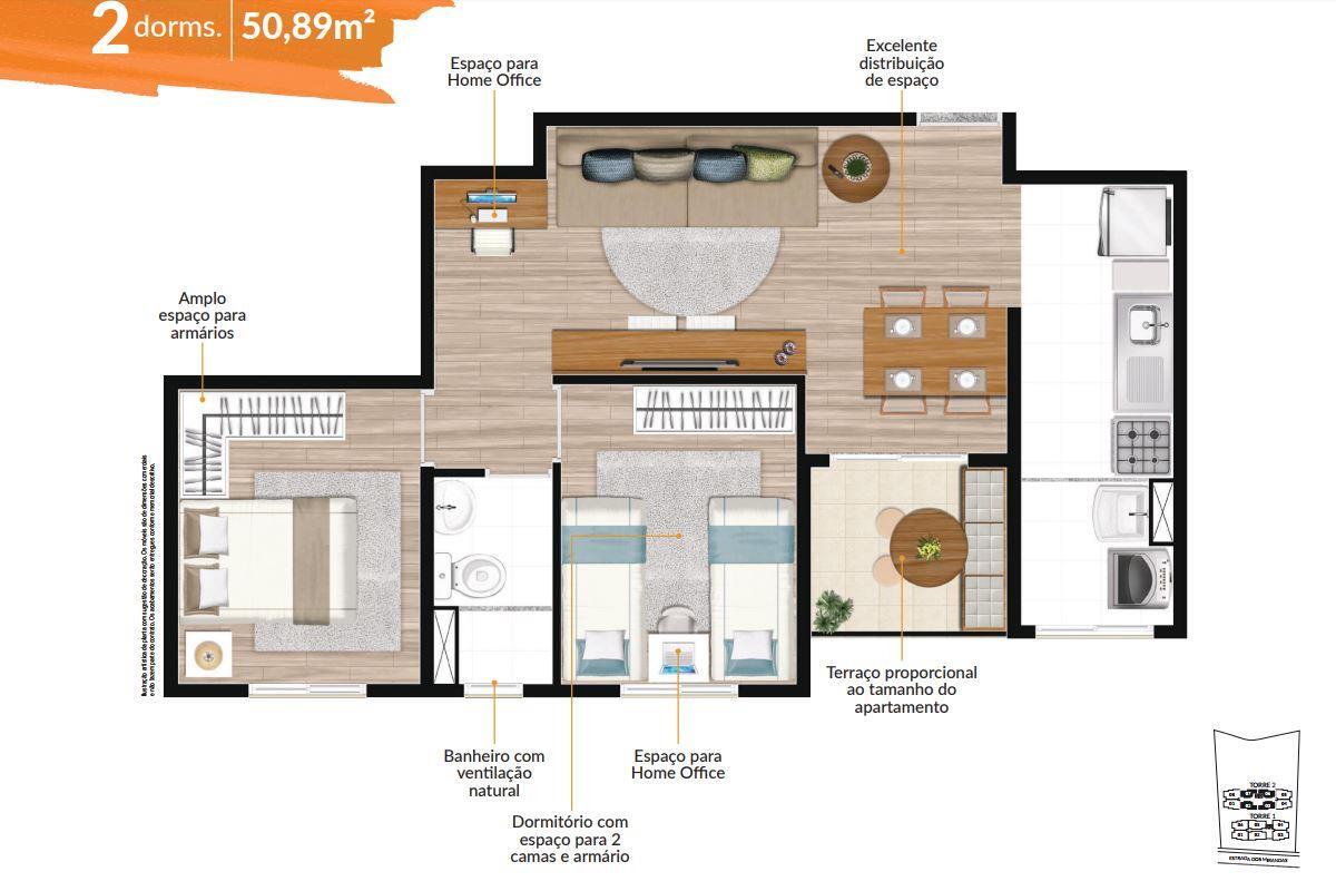 Apartamento à venda com 50m², 2 quartos com vaga - 28