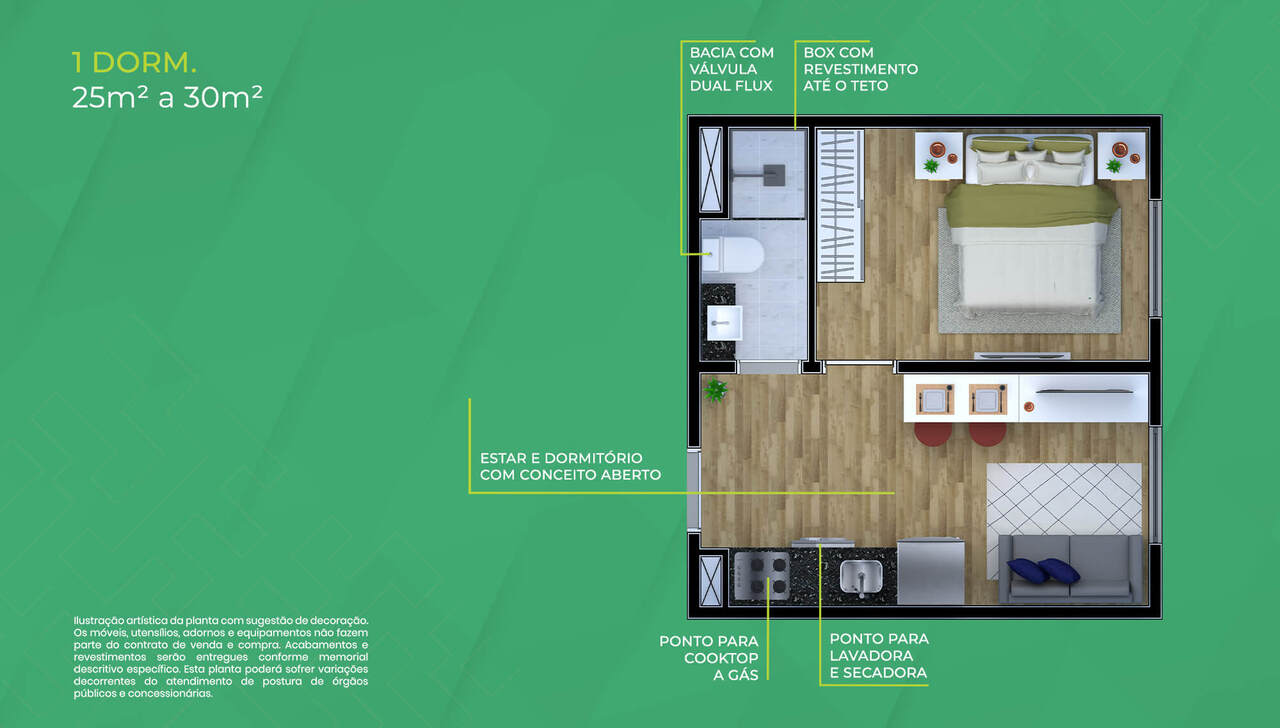 Apartamento à venda com 28m², 1 quarto sem vaga - 21