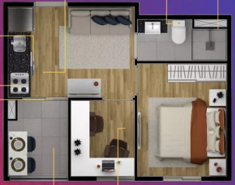 Apartamento à venda com 28m², 1 quarto sem vaga - 22