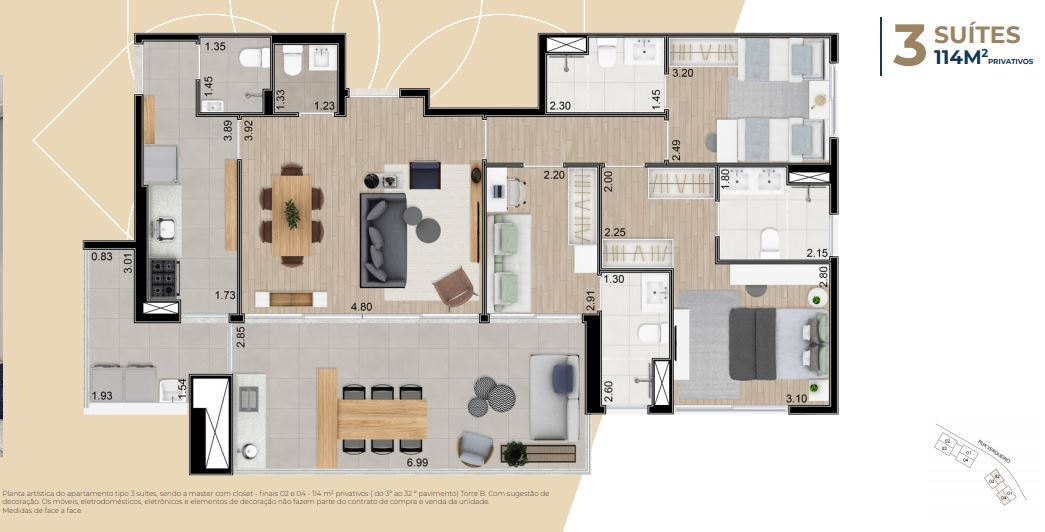 Apartamento à venda com 114m², 3 quartos com vaga - 25