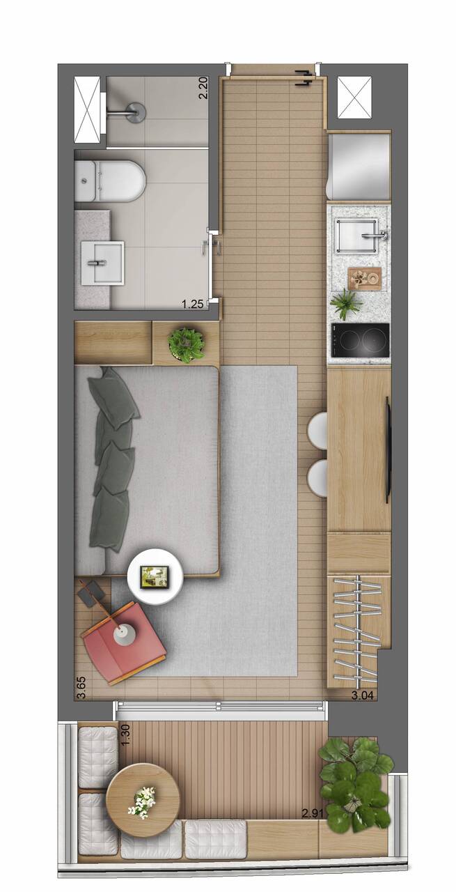Studio à venda com 21m², 1 quarto sem vaga - 20
