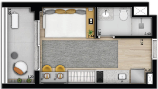 Studio à venda com 25m², 0 quartos sem vaga - 19