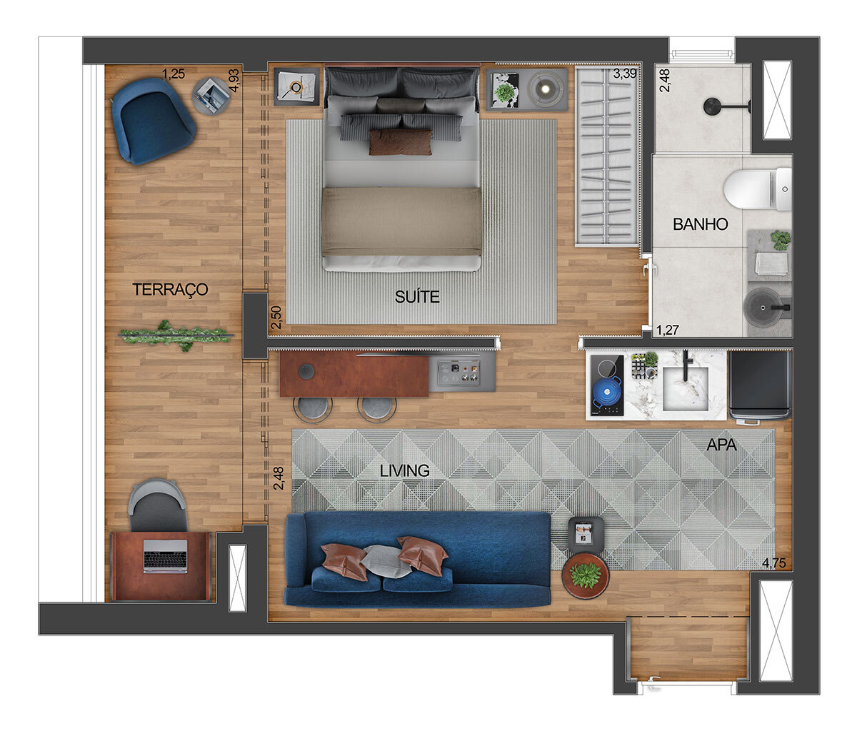Apartamento à venda com 35m², 1 quarto sem vaga - 18