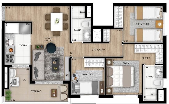 Apartamento à venda com 67m², 3 quartos com vaga - 8