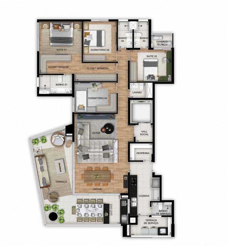 Apartamento à venda com 195m², 4 quartos com vaga - 16