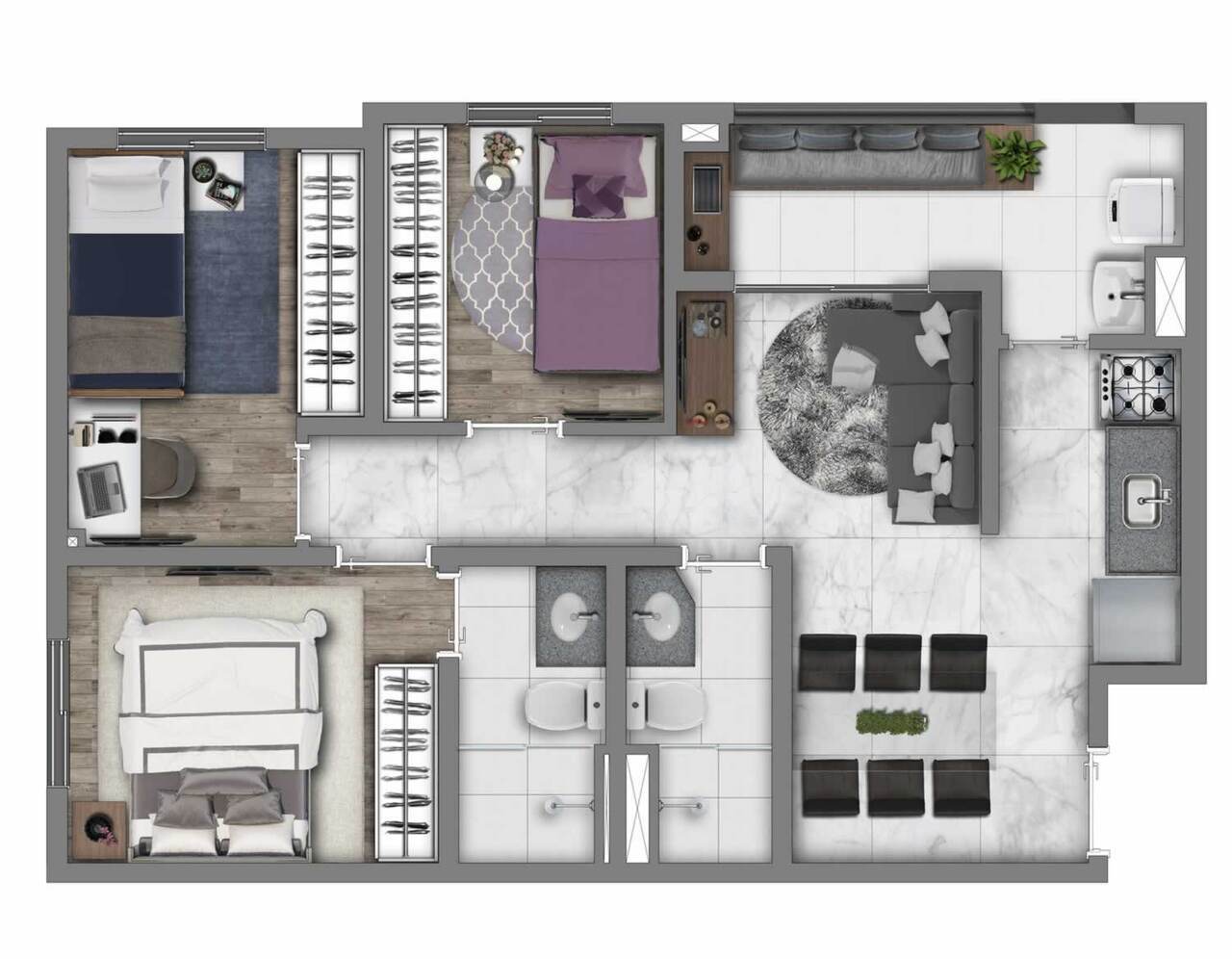 Apartamento à venda com 55m², 3 quartos com vaga - 18