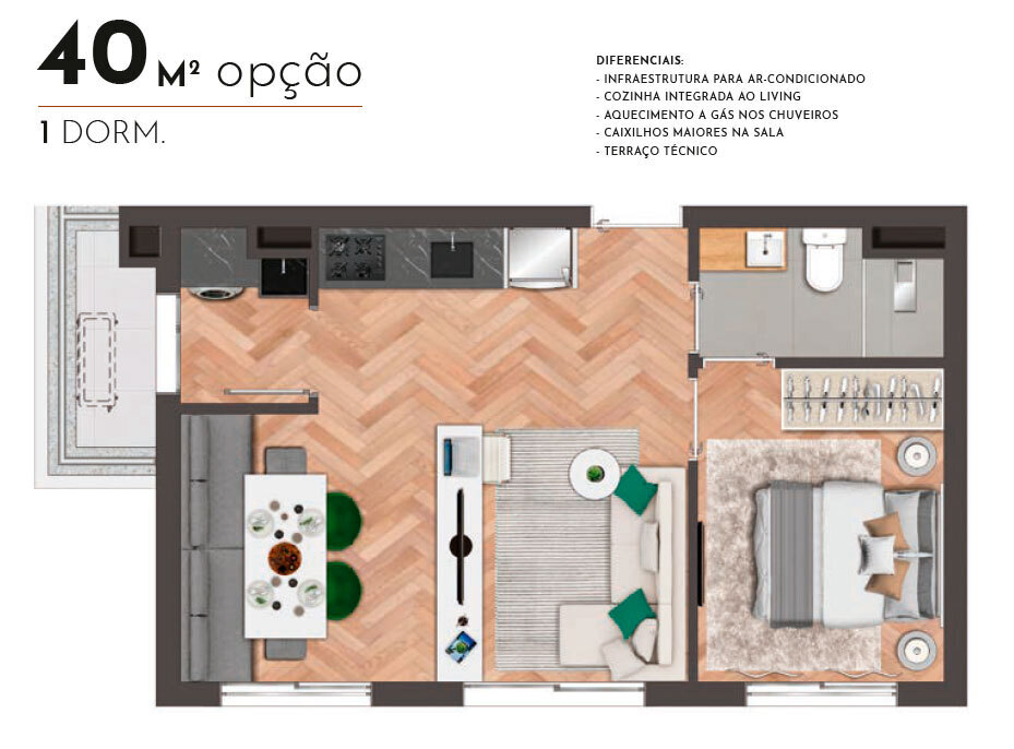 Apartamento à venda com 40m², 1 quarto sem vaga - 19