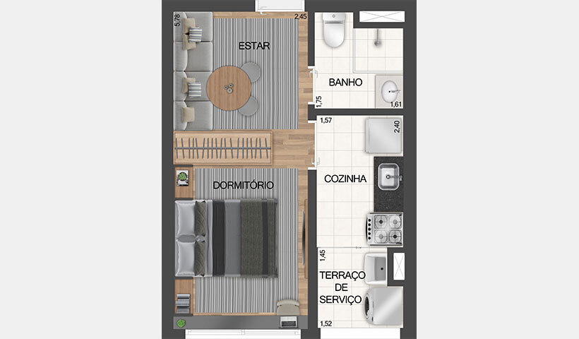 Studio à venda com 30m², 1 quarto sem vaga - 15