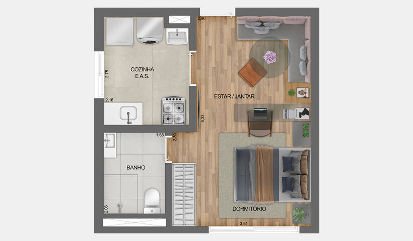 Studio à venda com 32m², 1 quarto sem vaga - 13