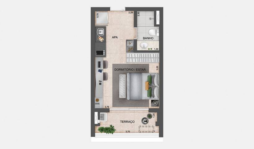 Studio à venda com 30m², 0 quartos sem vaga - 24