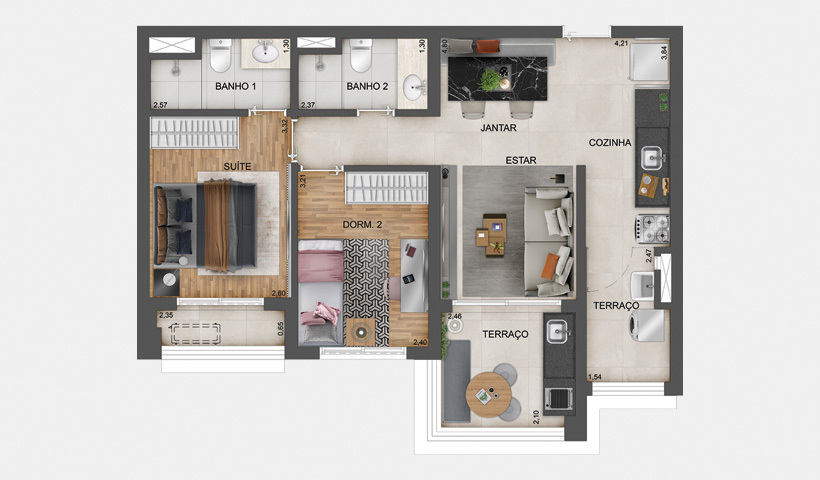 Apartamento à venda com 64m², 2 quartos com vaga - 24