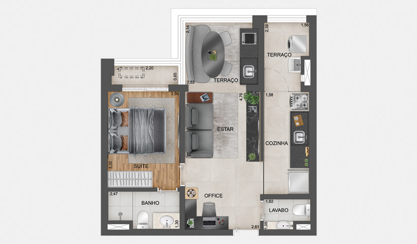 Apartamento à venda com 50m², 1 quarto com vaga - 24