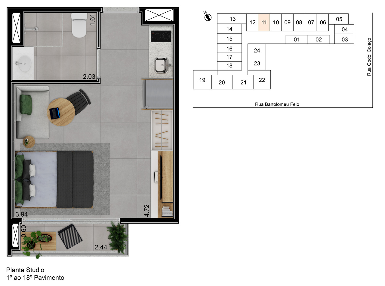 Studio à venda com 24m², 0 quartos sem vaga - 19