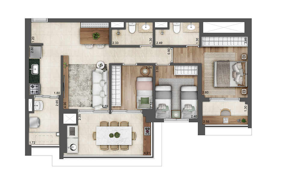Apartamento à venda com 84m², 3 quartos com vaga - 15
