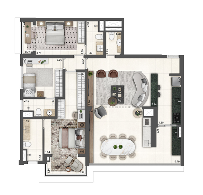 Apartamento à venda com 126m², 3 quartos com vaga - 15