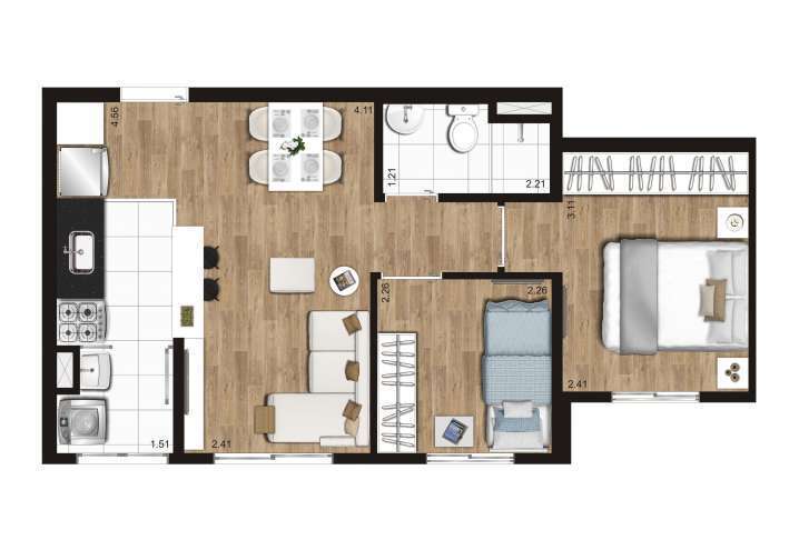 Apartamento à venda com 40m², 2 quartos com vaga - 23