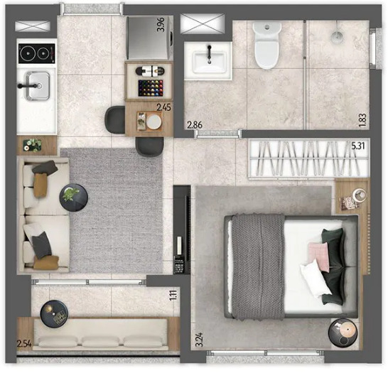 Apartamento à venda com 29m², 1 quarto sem vaga - 15