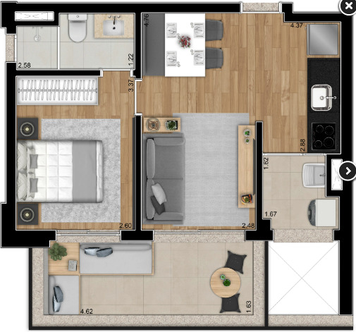 Apartamento à venda com 49m², 1 quarto com vaga - 16
