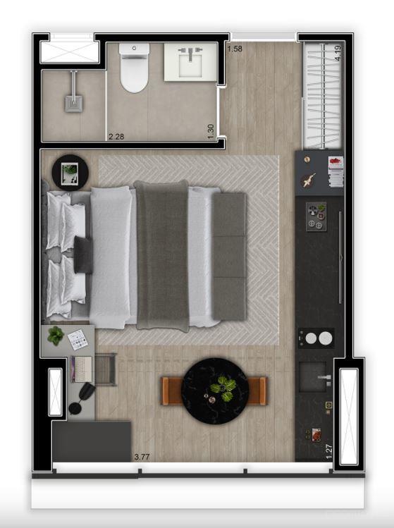 Studio à venda com 29m², 0 quartos sem vaga - 19