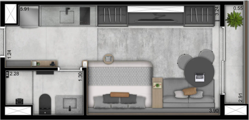 Studio à venda com 24m², 0 quartos sem vaga - 19