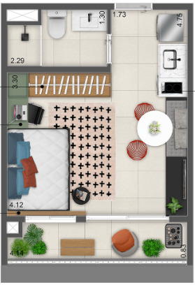 Studio à venda com 25m², 0 quartos sem vaga - 17