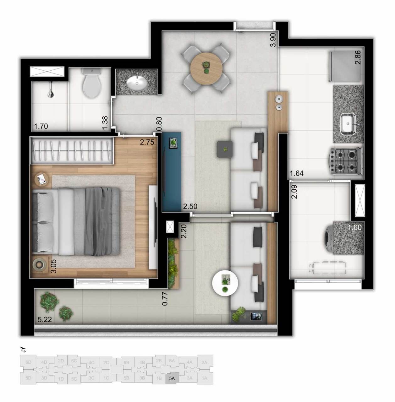 Apartamento à venda com 45m², 1 quarto com vaga - 17
