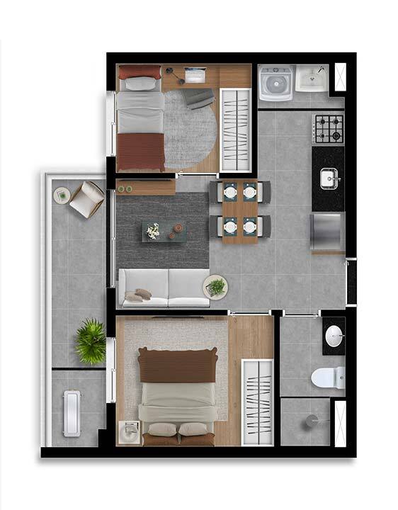 Apartamento à venda com 43m², 2 quartos sem vaga - 25