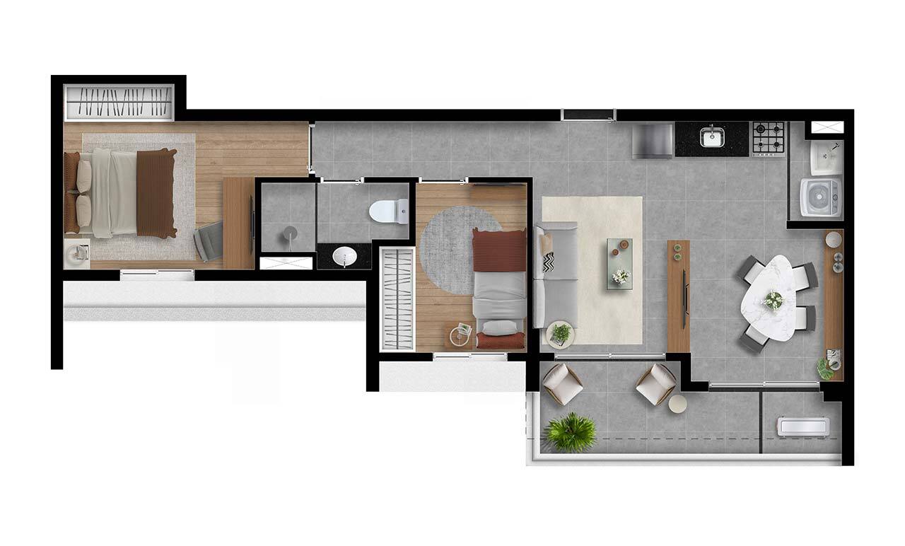 Apartamento à venda com 53m², 2 quartos sem vaga - 25