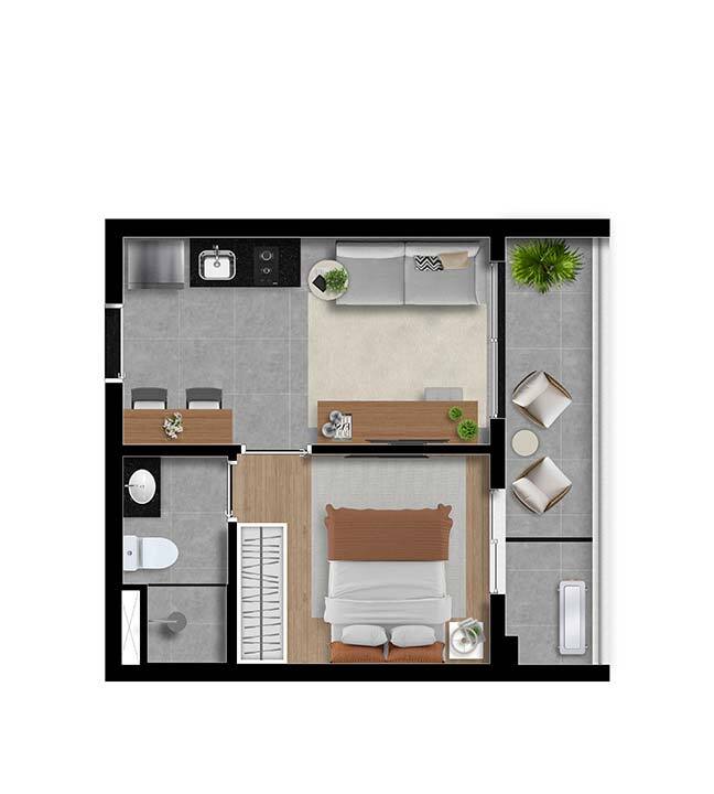 Apartamento à venda com 35m², 2 quartos sem vaga - 25