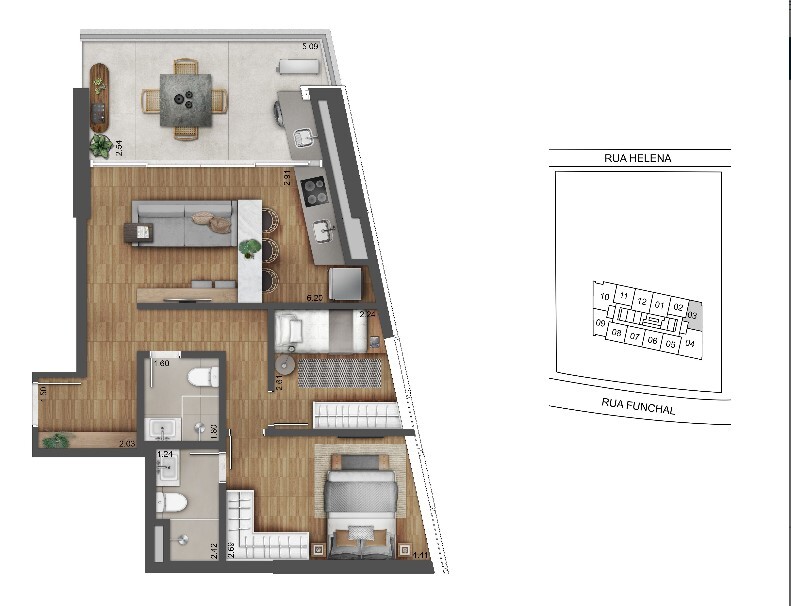 Apartamento à venda com 73m², 1 quarto com vaga - 20