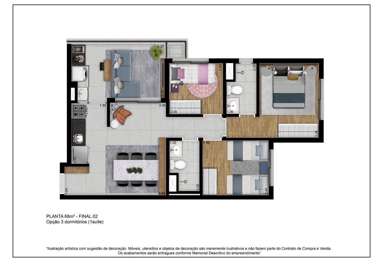 Apartamento à venda com 68m², 3 quartos com vaga - 23