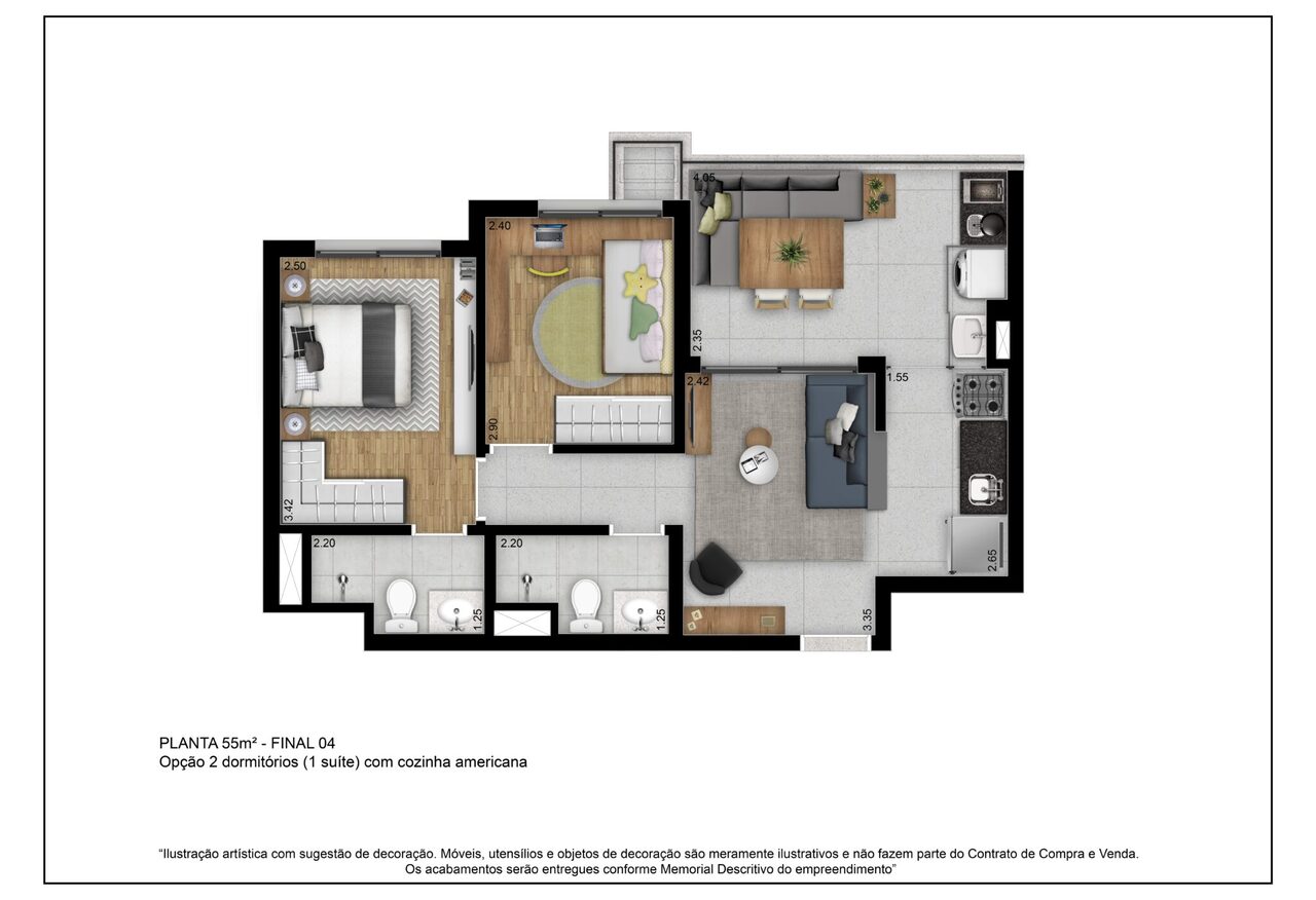 Apartamento à venda com 55m², 2 quartos com vaga - 23